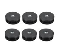 Sourcing Map Lot de 6 inserts pour tubes avec filetage M8, pour tube rond de 50 mm de diamètre extérieur, bouchons en plastique noir pour roulettes de chaise