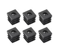 sourcing map Lot de 6 inserts pour tubes carrés avec filetage M6, pour tubes carrés de 1,6 x 1,6 cm, bouchons en plastique noir pour roulettes de chaise, bouchons de pieds de meubles