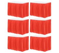 Sourcing Map Lot de 6 jupes de table rectangulaires en plastique rouge, 8,8 x 4,3 m, imperméables, jetables, parfaites pour mariages, anniversaires, fiançailles