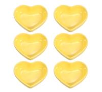 sourcing map Lot de 6 mini bols à sauce en céramique en forme de cœur jaune de 20,3 cm pour cuisine, maison, fête de mariage, restaurant