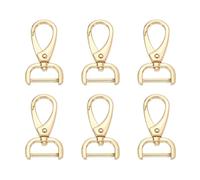sourcing map Lot de 6 mousquetons amovibles de 20 mm en alliage de zinc pour porte-clés, cordon, sac à main, sangle de sac à main, or clair