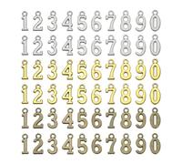 sourcing map Lot de 6 pendentifs en alliage métallique en forme de chiffre de 0 à 9 pour loisirs créatifs, bracelets, colliers, bracelets, bijoux personnalisés, bronze, argent, or