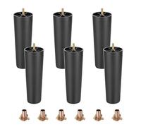 sourcing map Lot de 6 pieds de meubles en plastique - 7 x 20 cm - Avec boulons de suspension M8 - Pour chaise, canapé, commode, armoire, lit - Noir