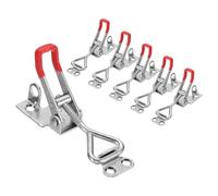 sourcing map Lot de 6 pinces à bascule réglables M5 x 24 mm Capacité de charge de 100 kg Style 4001 Loquets à libération rapide avec trou de verrouillage pour couvercle de fumoir Boîte à outils Rouge