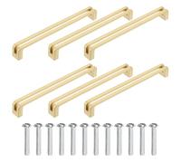 sourcing map Lot de 6 poignées d'armoire de cuisine en alliage de zinc avec vis pour placard, commode, armoire, 160 mm, doré
