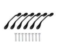 sourcing map Lot de 6 poignées de tiroir de 125 mm de long en alliage de zinc pour commode de salle de bain, cuisine, placard et armoire, noir