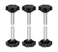 sourcing map Lot de 6 poignées en forme d'étoile M8 x 30 mm (pas de 1,25 mm) en acier au carbone - Vis de serrage filetées pour travail du bois - Noir