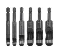 sourcing map Lot de 6 poinçons creux à tige hexagonale pour perceuses, 5/6/8/10/11/12 mm de diamètre pour tissus épais, maroquinerie, travail du cuir, PVC, cartes, plastique