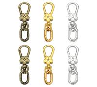 sourcing map Lot de 6 porte-clés en métal pivotants avec fermoir mousqueton ovale à dégagement rapide détachable à double ouverture pour travaux manuels, sac à dos, cordon de sac, argent/métal bronze