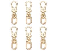 sourcing map Lot de 6 porte-clés ovales en métal avec fermoir mousqueton à dégagement rapide et amovible à double ouverture pour la fabrication de bijoux, travaux manuels, sac à dos, cordon de sac, or