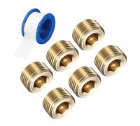 sourcing map Lot de 6 raccords de tuyau en laiton 1/2 NPT, filetage mâle, bouchon à tête fraisée pour sceller le port de tuyau, électrovanne pneumatique