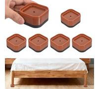 sourcing map Lot de 6 rehausseurs de meubles, hauteur réglable à 1 couche de 3,5 cm, blocs de levage carrés empilables pour bureau, canapé, chaise, table, armoire, lit, marron