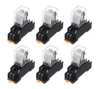 sourcing map Lot de 6 relais de puissance électromagnétique CC 12 V 8 broches AC/DC DPDT 2NO + 2NC avec base de prise pour appareils industriels, ménagers et système de rail DIN avec indicateur LED