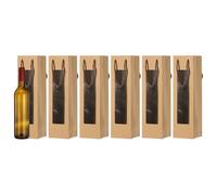 sourcing map Lot de 6 sacs cadeaux en papier kraft avec poignées pour bouteilles de vin, 34,8 x 9,4 x 8,9 cm, marron