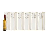 sourcing map Lot de 6 sacs cadeaux pour vin avec poignées - 34,8 x 9,4 x 8,9 cm - Avec bords dorés - Pour fournitures de fête de mariage, anniversaire, vacances - Blanc