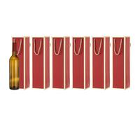 sourcing map Lot de 6 sacs cadeaux pour vin avec poignées - 34,8 x 9,4 x 8,9 cm - Bords dorés - Pour fournitures de fête de mariage, anniversaire, vacances - Rouge