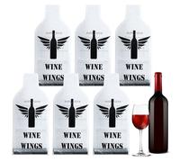 sourcing map Lot de 6 sacs de protection de voyage pour bouteille de vin avec motif aile (blanc), blanc