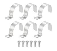 sourcing map Lot de 6 sangles de tuyau rigides de 45 mm à un trou, en acier inoxydable 304, support en U épais, collier de serrage robuste avec vis autotaraudeuses pour fixation de câble de tube