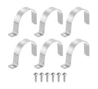 sourcing map Lot de 6 sangles de tuyau rigides de 63 mm à un trou, en acier inoxydable 304, collier de serrage épais en U avec vis autotaraudeuses pour fixer le câble de tube, argent