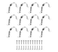 sourcing map Lot de 6 sangles de tuyau rigides en acier inoxydable 304 de 75 mm, sangle à deux trous, collier de serrage robuste avec vis autotaraudeuses pour installation de cordon de tuyau, argenté