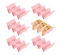 sourcing map Lot de 6 supports à tacos creux en plastique pouvant contenir 3 assiettes souples/dures pour tacos - Passe au lave-vaisselle et au micro-ondes - Rose