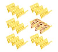 sourcing map Lot de 6 supports à tacos creux en plastique pouvant contenir 3 assiettes souples/dures pour tacos - Passe au lave-vaisselle et au micro-ondes - Jaune