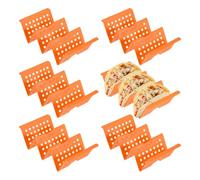 sourcing map Lot de 6 supports à tacos creux en plastique pouvant contenir 3 assiettes souples/dures pour tacos - Passe au lave-vaisselle et au micro-ondes - Orange