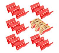 sourcing map Lot de 6 supports à tacos creux en plastique pouvant contenir 3 assiettes souples/dures pour tacos - Passe au lave-vaisselle et au micro-ondes - Rouge