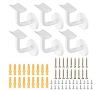 sourcing map Lot de 6 supports de rampe en acier inoxydable, support incurvé de 6,1 cm pour rail rond avec vis de montage pour rampe d'escalier de garde-corps, blanc