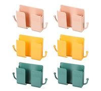 sourcing map Lot de 6 supports muraux pour téléphone avec crochet, support de téléphone autocollant en ABS avec trou de charge, chargeur de télécommande, organiseur pour maison, bureau, chambre à