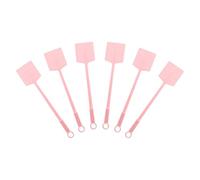 sourcing map Lot de 6 tapettes à mouches manuelles en plastique robuste à long manche pour la maison, l'intérieur et l'extérieur, 11,4 x 9,9 cm, rose