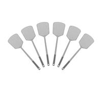 sourcing map Lot de 6 tapettes à mouches manuelles en plastique robuste à long manche pour la maison, l'intérieur et l'extérieur, argenté 15 x 12,4 cm