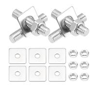 sourcing map Lot de 6 tiges entièrement filetées M5 x 30 mm, tiges filetées en acier inoxydable 304, filetage à droite avec écrou rondelle carrée pour ancrage structurel, vis de fixation