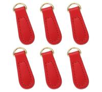 sourcing map Lot de 6 tirettes de fermeture éclair en cuir de 4,9 cm - Kit de réparation de fermeture éclair de rechange pour bagages, vêtements, vestes, sacs à dos et bottes - Rouge