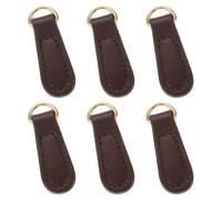 sourcing map Lot de 6 tirettes de fermeture éclair en cuir de 4,9 cm - Kit de réparation de fermeture éclair de rechange pour bagages, vêtements, vestes, sacs à dos et bottes - Marron foncé