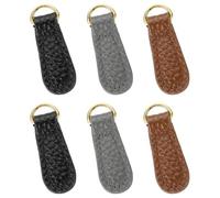 sourcing map Lot de 6 tirettes de fermeture éclair en cuir litchi de 4,9 cm - Kit de réparation de fermeture éclair pour bagages, vêtements, vestes, sacs à dos, bottes - Noir/gris foncé/marron