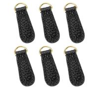 sourcing map Lot de 6 tirettes de fermeture éclair en cuir litchi de 4,9 cm - Kit de réparation de fermeture éclair de rechange pour bagages, vêtements, vestes, sacs à dos et bottes - Noir