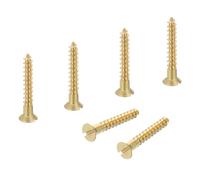 sourcing map Lot de 6 vis à bois M6 x 40 mm en laiton à tête plate auto-taraudeuses rapides en métal pour appareils électroménagers d'intérieur et meubles