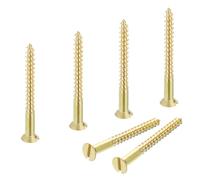 sourcing map Lot de 6 vis à bois M6 x 60 mm en laiton à tête plate auto-taraudeuse rapide en métal pour appareils électroménagers d'intérieur, meubles de travail du bois