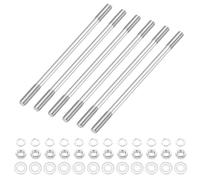 sourcing map Lot de 6 vis à goujons à double extrémité M5 x 100 mm, en acier inoxydable 304 à double filetage avec rondelle d'écrou pour l'entretien de la maison, ancrage structurel, vis de fixation
