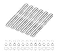 sourcing map Lot de 6 vis à goujons à double extrémité M8 x 60 mm, en acier inoxydable 304 à double filetage avec rondelle d'écrou pour l'entretien de la maison, ancrage structurel, vis de fixation