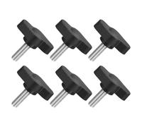 sourcing map Lot de 6 vis moletées en forme de T M5 x 16 mm, filetage mâle en acier inoxydable 304, vis moletées en forme de T, 27 mm de diamètre, pour remplacement de bouton de serrage manuel, noir