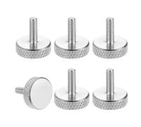 sourcing map Lot de 6 vis moletées M4 x 10 mm, vis moletées à tête plate en acier inoxydable 304, boulons à tête moletée métrique, boutons de serrage, 16 mm de diamètre