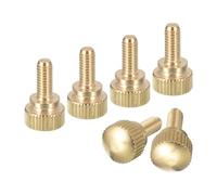 sourcing map Lot de 6 vis moletées M4 x 10 mm, vis moletées en laiton avec boutons de fixation à l'épaule, ton laiton