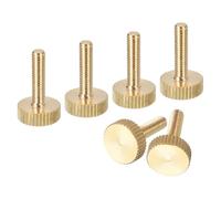 sourcing map Lot de 6 vis moletées M4 x 16 mm à tête plate moletée entièrement filetée en laiton