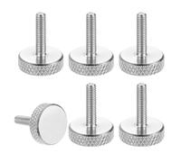 sourcing map Lot de 6 vis moletées M4 x 16 mm, vis moletées à tête plate en acier inoxydable 304, boulons à tête moletée métrique, boutons de serrage, 16 mm de diamètre