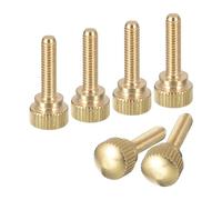 sourcing map Lot de 6 vis moletées M4 x 16 mm, vis moletées en laiton avec boutons de fixation à l'épaule, ton laiton