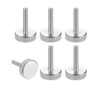sourcing map Lot de 6 vis moletées M4 x 20 mm, vis moletées à tête plate en acier inoxydable 304, boulons à tête moletée métrique, boutons de serrage, 16 mm de diamètre