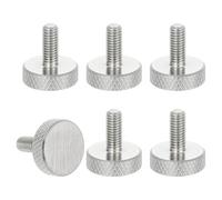 sourcing map Lot de 6 vis moletées M5 x 10 mm, vis moletées à tête plate en acier inoxydable 304, boulons à tête moletée métrique, boutons de serrage, 16 mm de diamètre