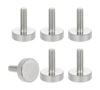 sourcing map Lot de 6 vis moletées M5 x 16 mm, vis moletées à tête plate en acier inoxydable 304, boulons à tête moletée métrique, boutons de serrage, 16 mm de diamètre